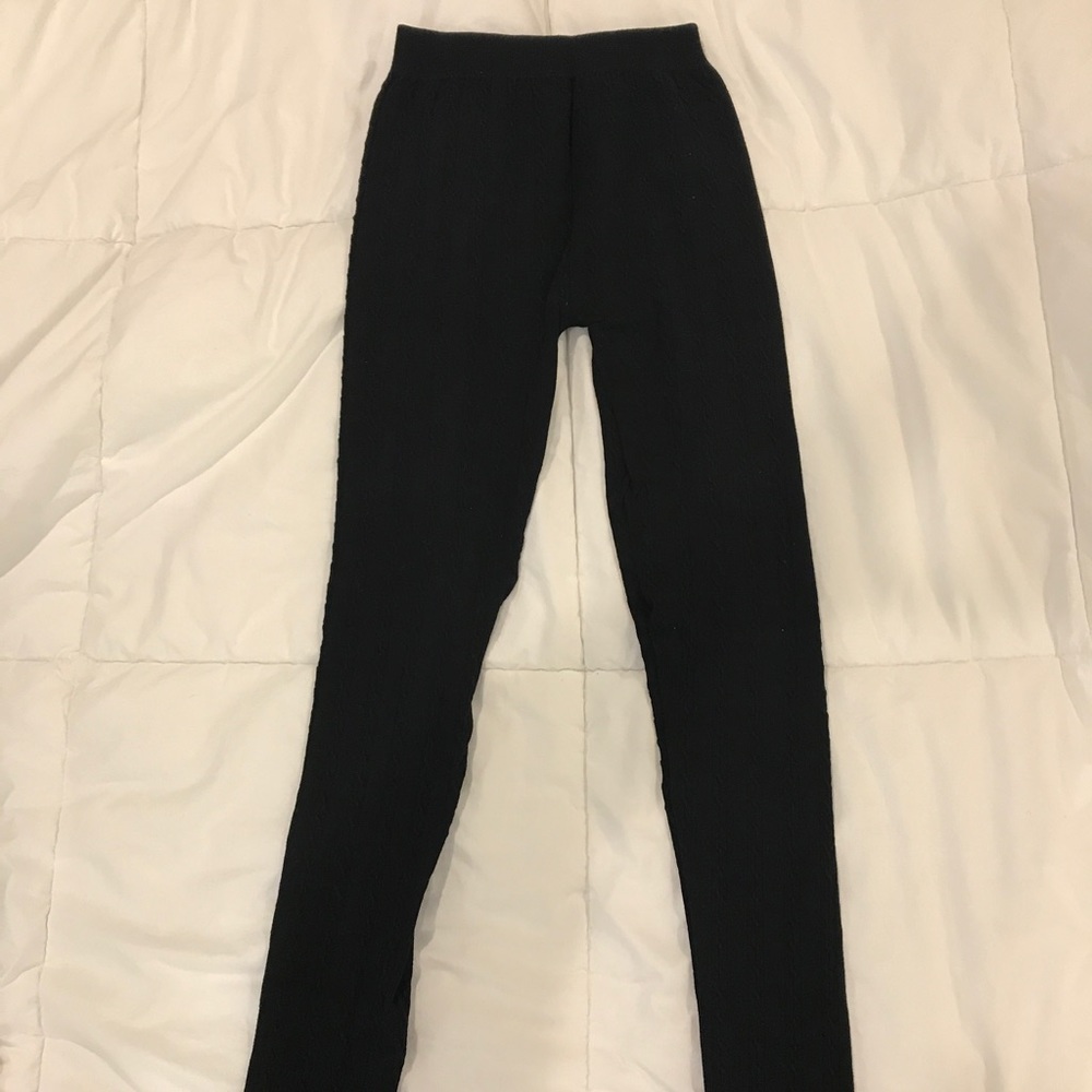 black sweater textured leggings